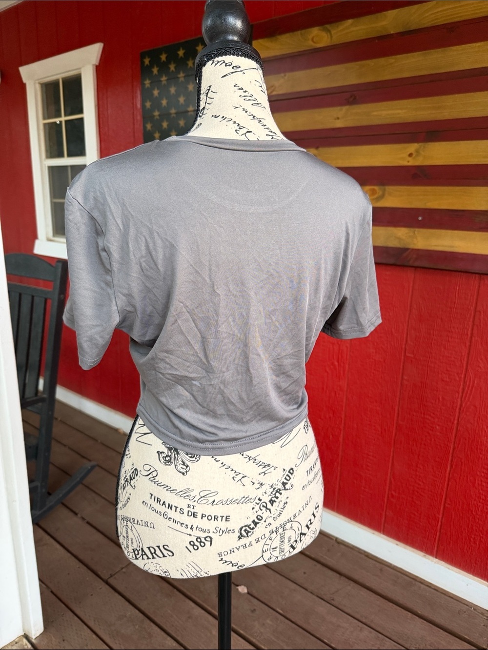Women's Gray Crewneck Crop T-Shirt - Picture 3 of 3